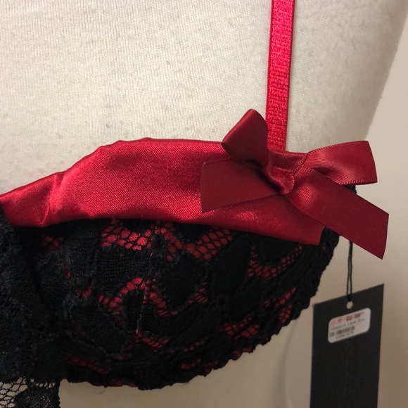 Red and Black lace bra Bedroom Stories - Picture 2 of 4